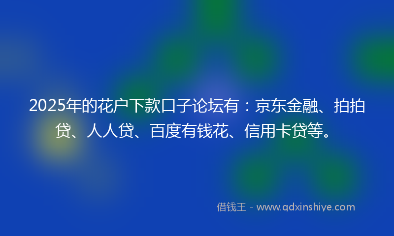 2025年的花户下款口子论坛有：京东金融、拍拍贷、人人贷、百度有钱花、信用卡贷等。