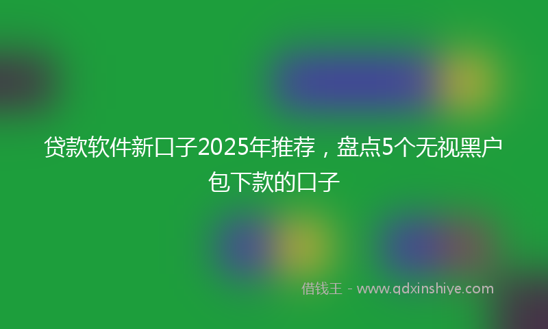 贷款软件新口子2025年推荐，盘点5个无视黑户包下款的口子