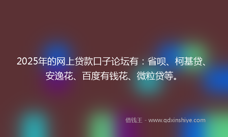 2025年的网上贷款口子论坛有：省呗、柯基贷、安逸花、百度有钱花、微粒贷等。