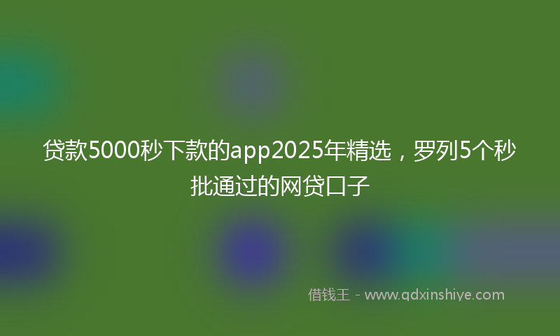 贷款5000秒下款的app2025年精选，罗列5个秒批通过的网贷口子