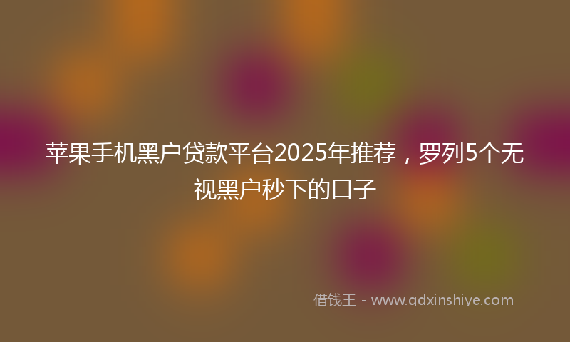 苹果手机黑户贷款平台2025年推荐，罗列5个无视黑户秒下的口子