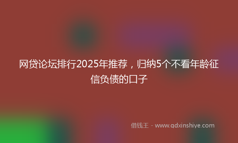 网贷论坛排行2025年推荐，归纳5个不看年龄征信负债的口子