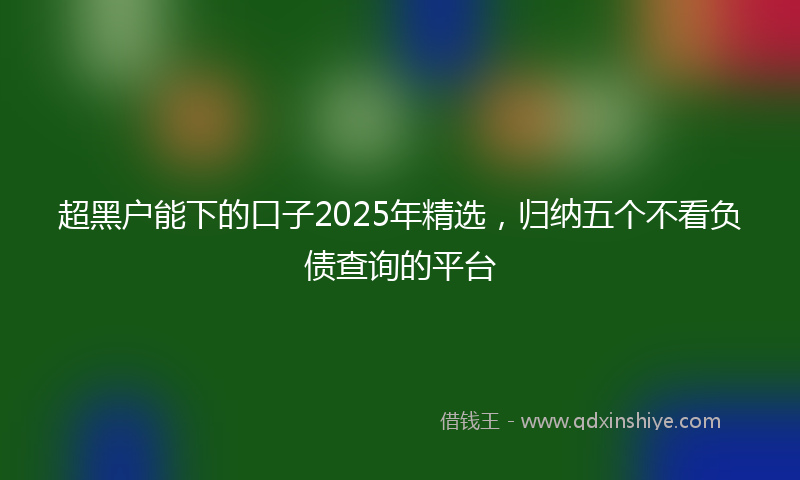 超黑户能下的口子2025年精选，归纳五个不看负债查询的平台