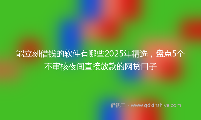 能立刻借钱的软件有哪些2025年精选，盘点5个不审核夜间直接放款的网贷口子