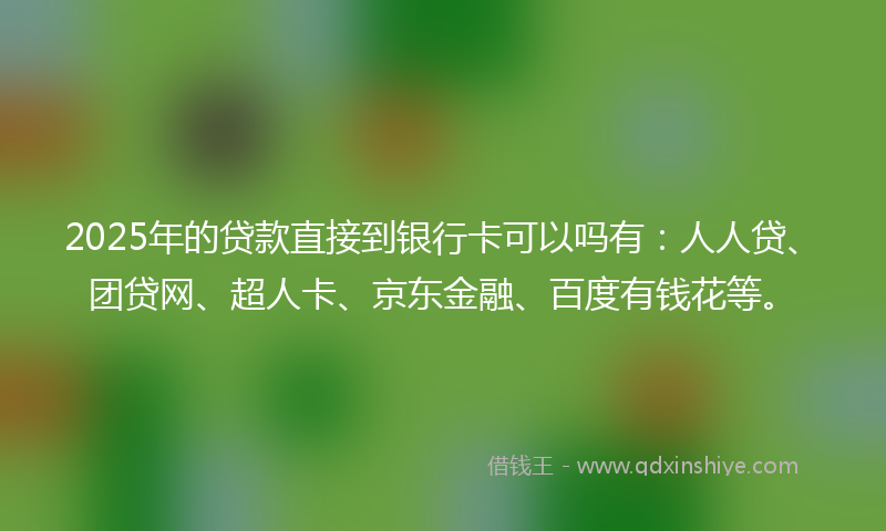 2025年的贷款直接到银行卡可以吗有：人人贷、团贷网、超人卡、京东金融、百度有钱花等。