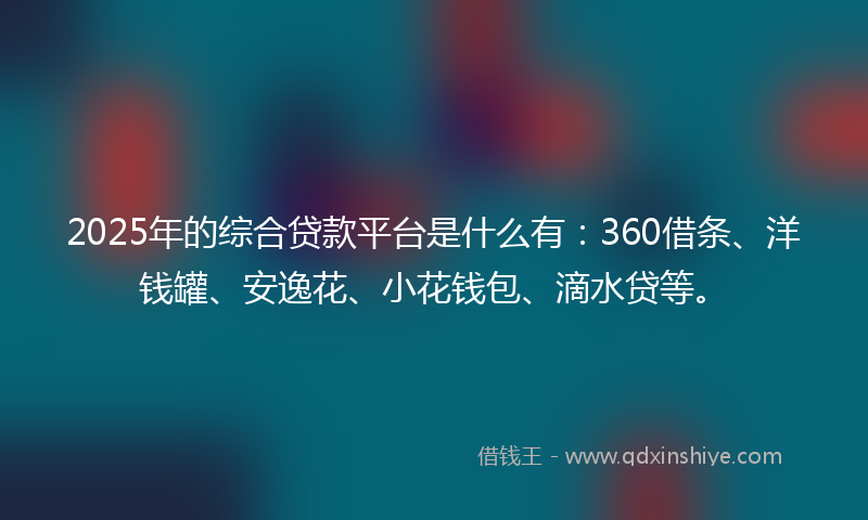 2025年的综合贷款平台是什么有：360借条、洋钱罐、安逸花、小花钱包、滴水贷等。