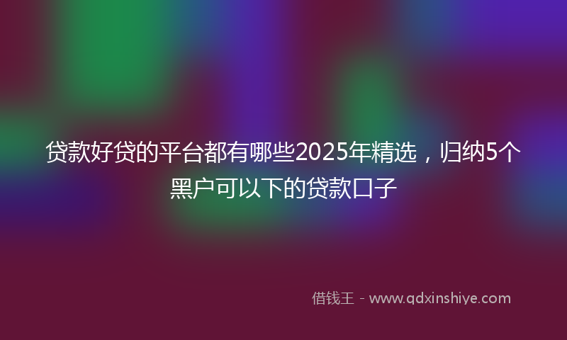 贷款好贷的平台都有哪些2025年精选，归纳5个黑户可以下的贷款口子