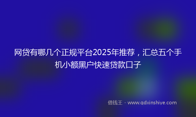 网贷有哪几个正规平台2025年推荐，汇总五个手机小额黑户快速贷款口子