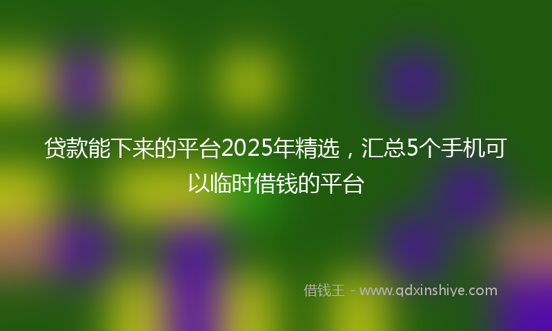 贷款能下来的平台2025年精选，汇总5个手机可以临时借钱的平台