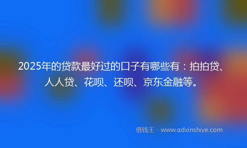 2025年的贷款最好过的口子有哪些有：拍拍贷、人人贷、花呗、还呗、京东金融等。