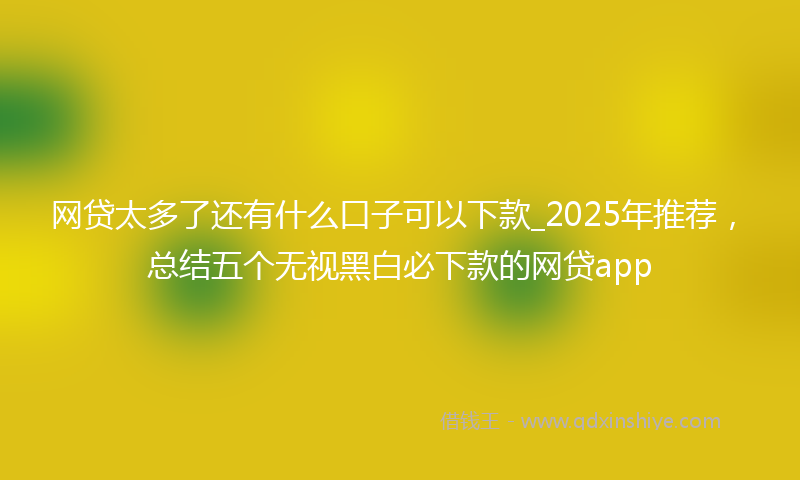网贷太多了还有什么口子可以下款_2025年推荐，总结五个无视黑白必下款的网贷app
