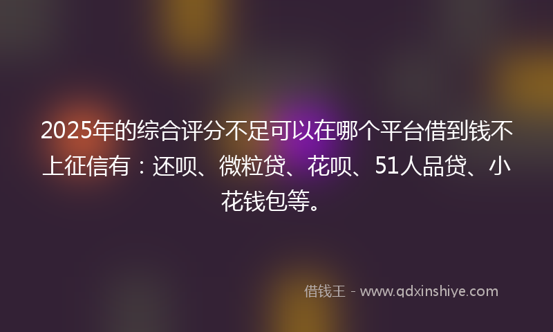 2025年的综合评分不足可以在哪个平台借到钱不上征信有：还呗、微粒贷、花呗、51人品贷、小花钱包等。