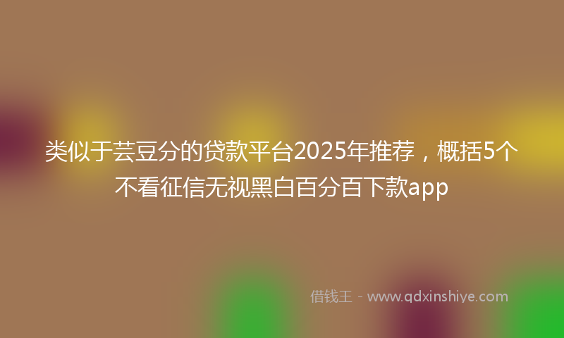 类似于芸豆分的贷款平台2025年推荐，概括5个不看征信无视黑白百分百下款app