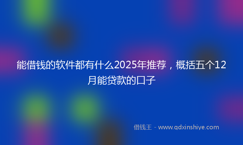 能借钱的软件都有什么2025年推荐，概括五个12月能贷款的口子