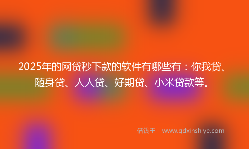 2025年的网贷秒下款的软件有哪些有：你我贷、随身贷、人人贷、好期贷、小米贷款等。