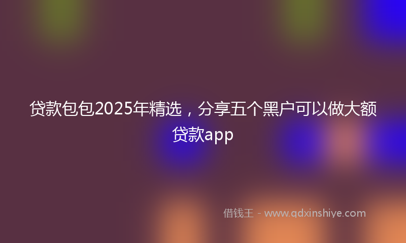 贷款包包2025年精选，分享五个黑户可以做大额贷款app