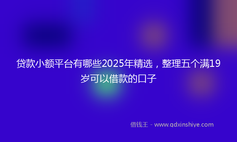 贷款小额平台有哪些2025年精选，整理五个满19岁可以借款的口子