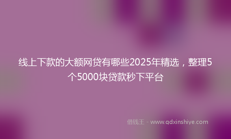 线上下款的大额网贷有哪些2025年精选，整理5个5000块贷款秒下平台