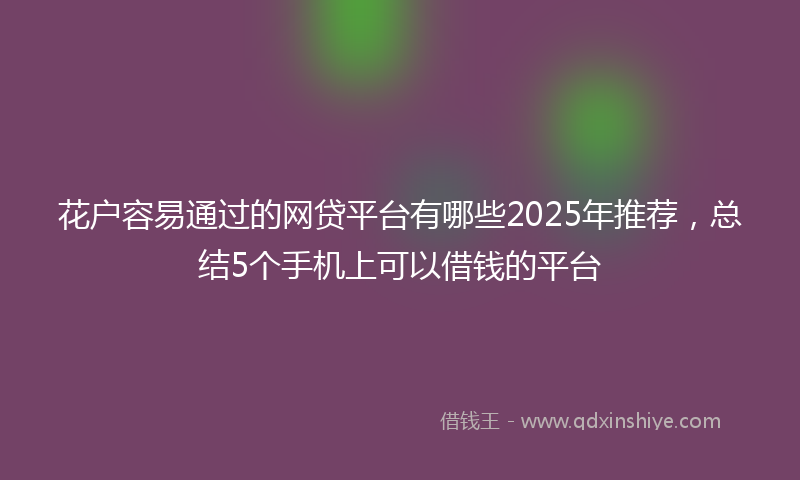 花户容易通过的网贷平台有哪些2025年推荐，总结5个手机上可以借钱的平台