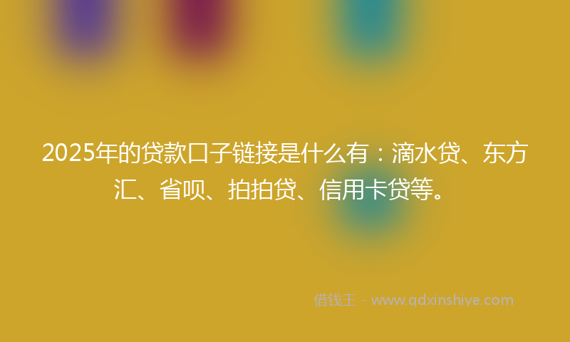 2025年的贷款口子链接是什么有：滴水贷、东方汇、省呗、拍拍贷、信用卡贷等。