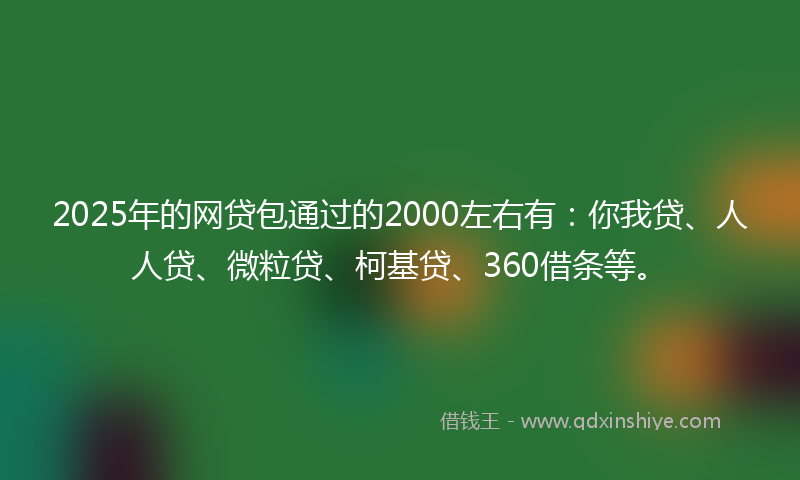 2025年的网贷包通过的2000左右有：你我贷、人人贷、微粒贷、柯基贷、360借条等。