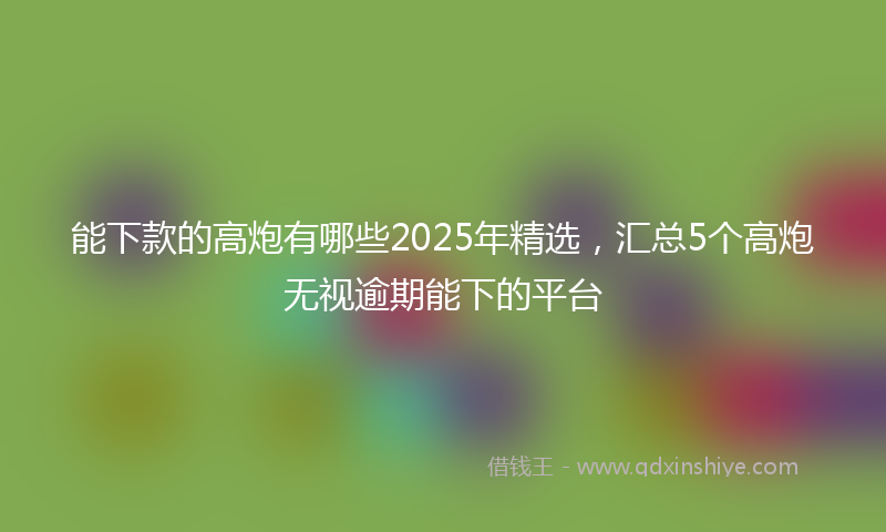 能下款的高炮有哪些2025年精选，汇总5个高炮无视逾期能下的平台