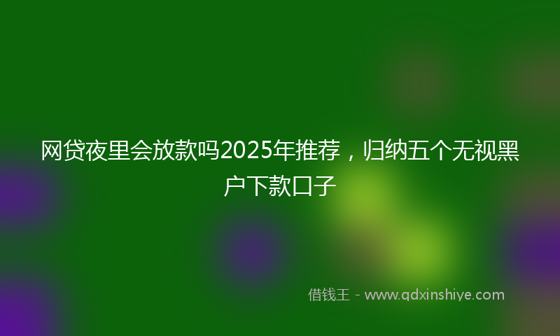 网贷夜里会放款吗2025年推荐，归纳五个无视黑户下款口子