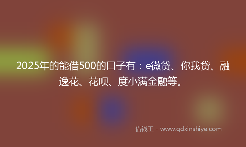 2025年的能借500的口子有：e微贷、你我贷、融逸花、花呗、度小满金融等。