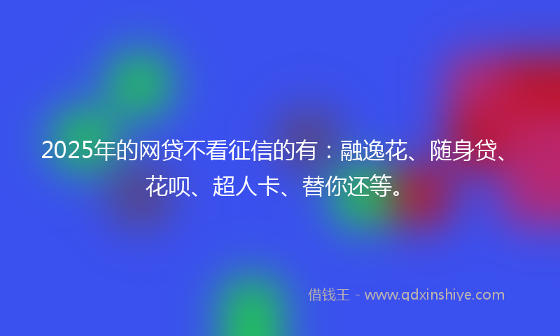 2025年的网贷不看征信的有：融逸花、随身贷、花呗、超人卡、替你还等。