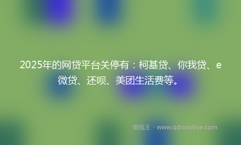 2025年的网贷平台关停有：柯基贷、你我贷、e微贷、还呗、美团生活费等。