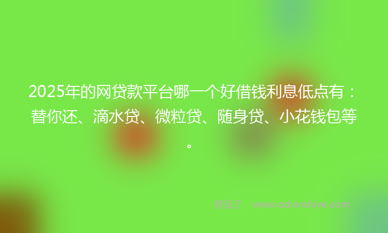 2025年的网贷款平台哪一个好借钱利息低点有：替你还、滴水贷、微粒贷、随身贷、小花钱包等。