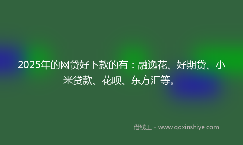2025年的网贷好下款的有：融逸花、好期贷、小米贷款、花呗、东方汇等。