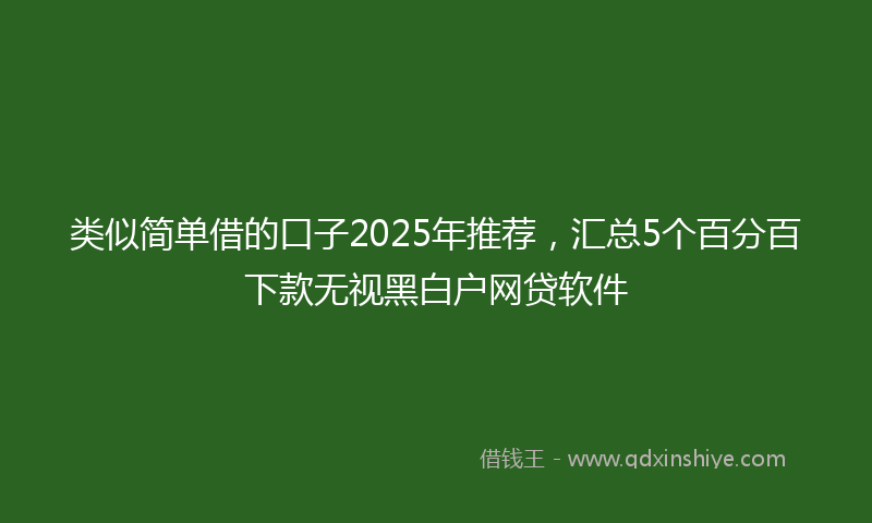 类似简单借的口子2025年推荐，汇总5个百分百下款无视黑白户网贷软件