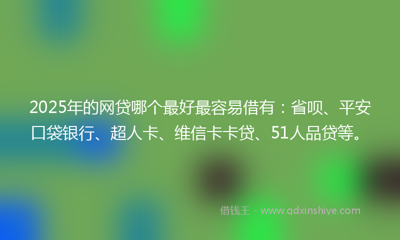 2025年的网贷哪个最好最容易借有：省呗、平安口袋银行、超人卡、维信卡卡贷、51人品贷等。