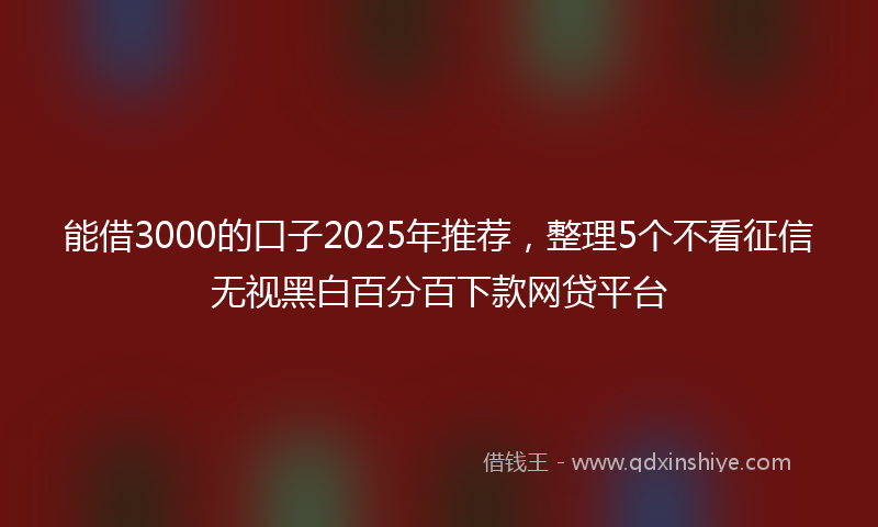 能借3000的口子2025年推荐，整理5个不看征信无视黑白百分百下款网贷平台
