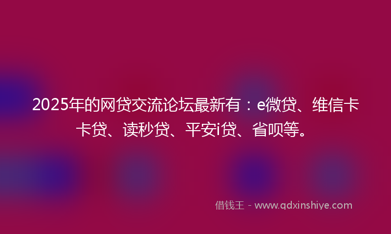 2025年的网贷交流论坛最新有：e微贷、维信卡卡贷、读秒贷、平安i贷、省呗等。