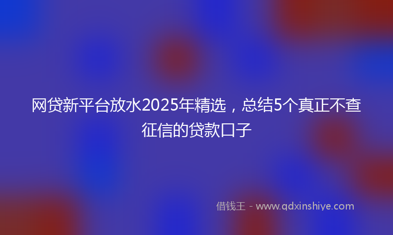 网贷新平台放水2025年精选，总结5个真正不查征信的贷款口子