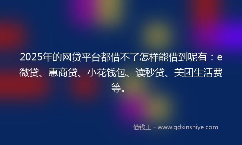 2025年的网贷平台都借不了怎样能借到呢有：e微贷、惠商贷、小花钱包、读秒贷、美团生活费等。