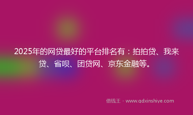 2025年的网贷最好的平台排名有：拍拍贷、我来贷、省呗、团贷网、京东金融等。
