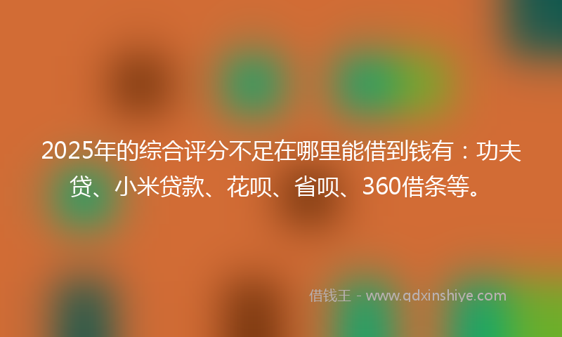 2025年的综合评分不足在哪里能借到钱有：功夫贷、小米贷款、花呗、省呗、360借条等。