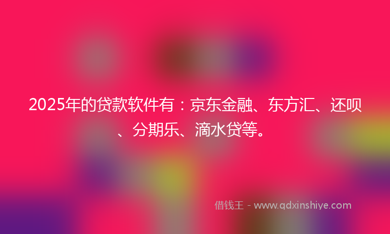 2025年的贷款软件有：京东金融、东方汇、还呗、分期乐、滴水贷等。