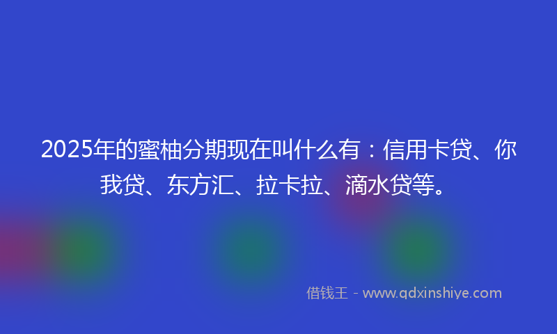 2025年的蜜柚分期现在叫什么有：信用卡贷、你我贷、东方汇、拉卡拉、滴水贷等。