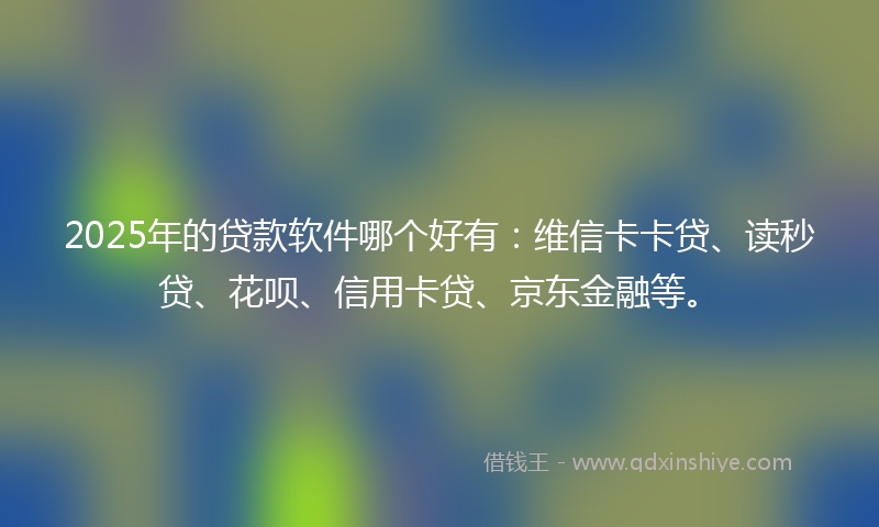 2025年的贷款软件哪个好有：维信卡卡贷、读秒贷、花呗、信用卡贷、京东金融等。