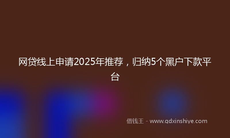 网贷线上申请2025年推荐，归纳5个黑户下款平台