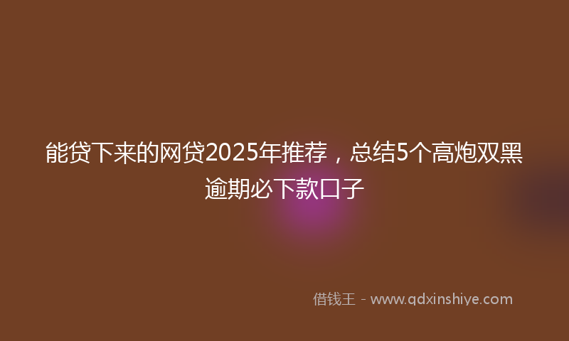 能贷下来的网贷2025年推荐，总结5个高炮双黑逾期必下款口子