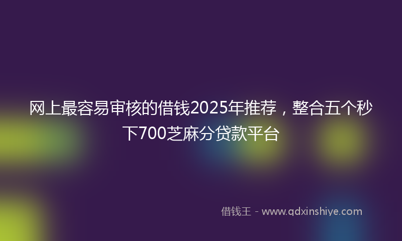 网上最容易审核的借钱2025年推荐，整合五个秒下700芝麻分贷款平台