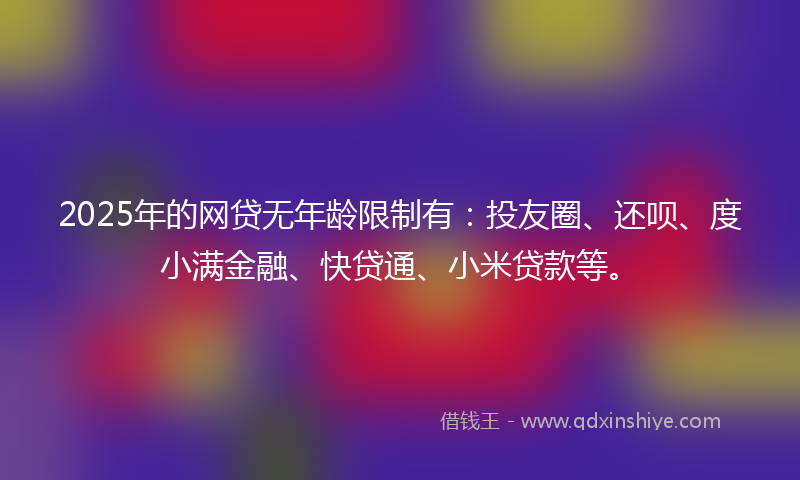 2025年的网贷无年龄限制有：投友圈、还呗、度小满金融、快贷通、小米贷款等。