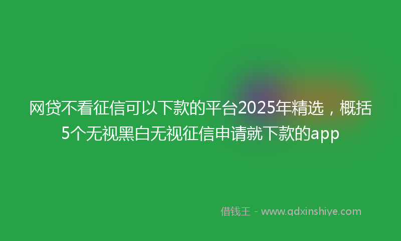 网贷不看征信可以下款的平台2025年精选，概括5个无视黑白无视征信申请就下款的app