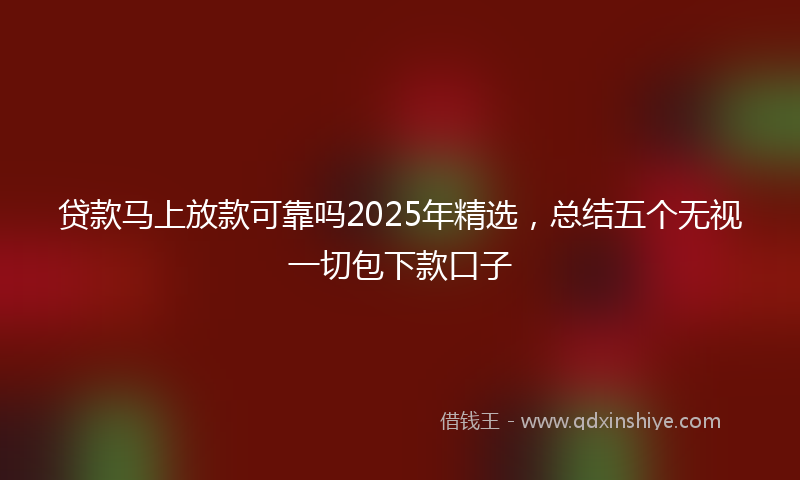 贷款马上放款可靠吗2025年精选，总结五个无视一切包下款口子