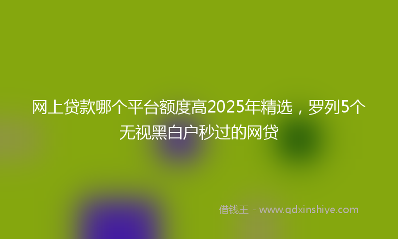 网上贷款哪个平台额度高2025年精选，罗列5个无视黑白户秒过的网贷